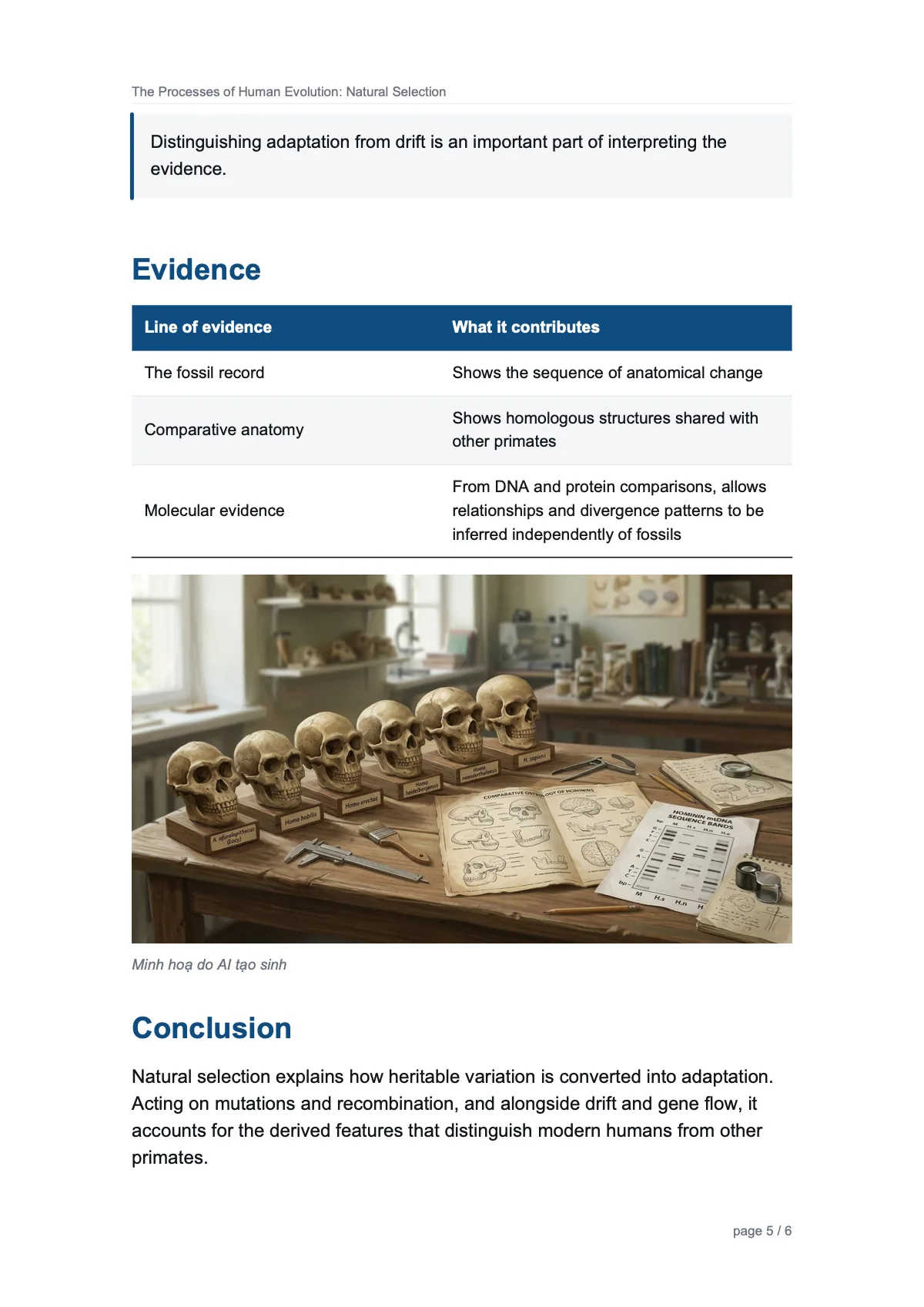 The Processes of Human Evolution: Natural Selection — page 5 of 6